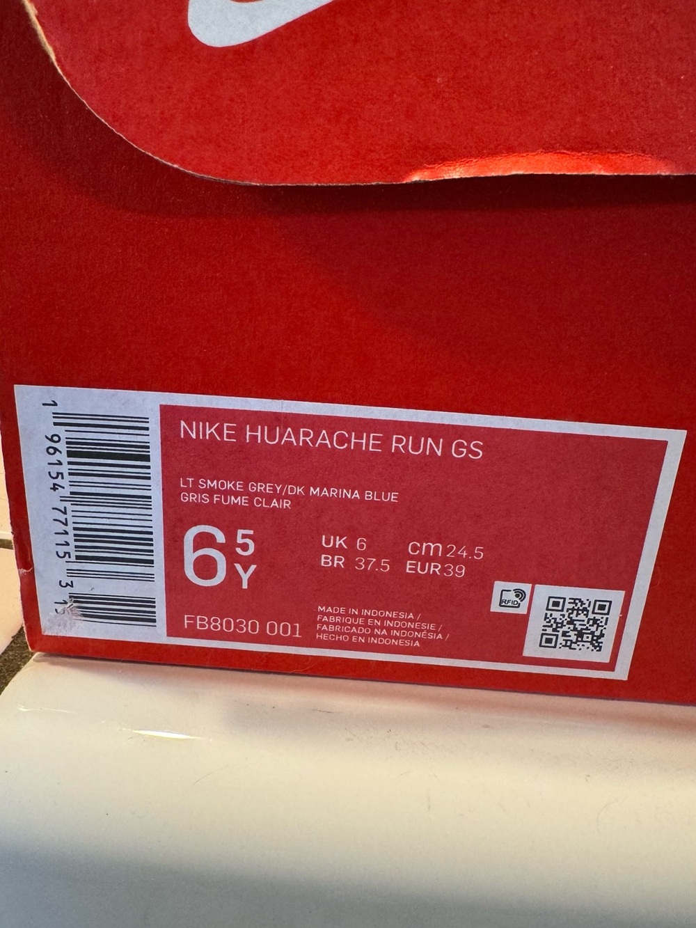 Nike Kids Huarache Run GS - Light Smoke Grey / Marina Blue